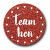 Team Hen Red Shimmer Glitter Badge Design